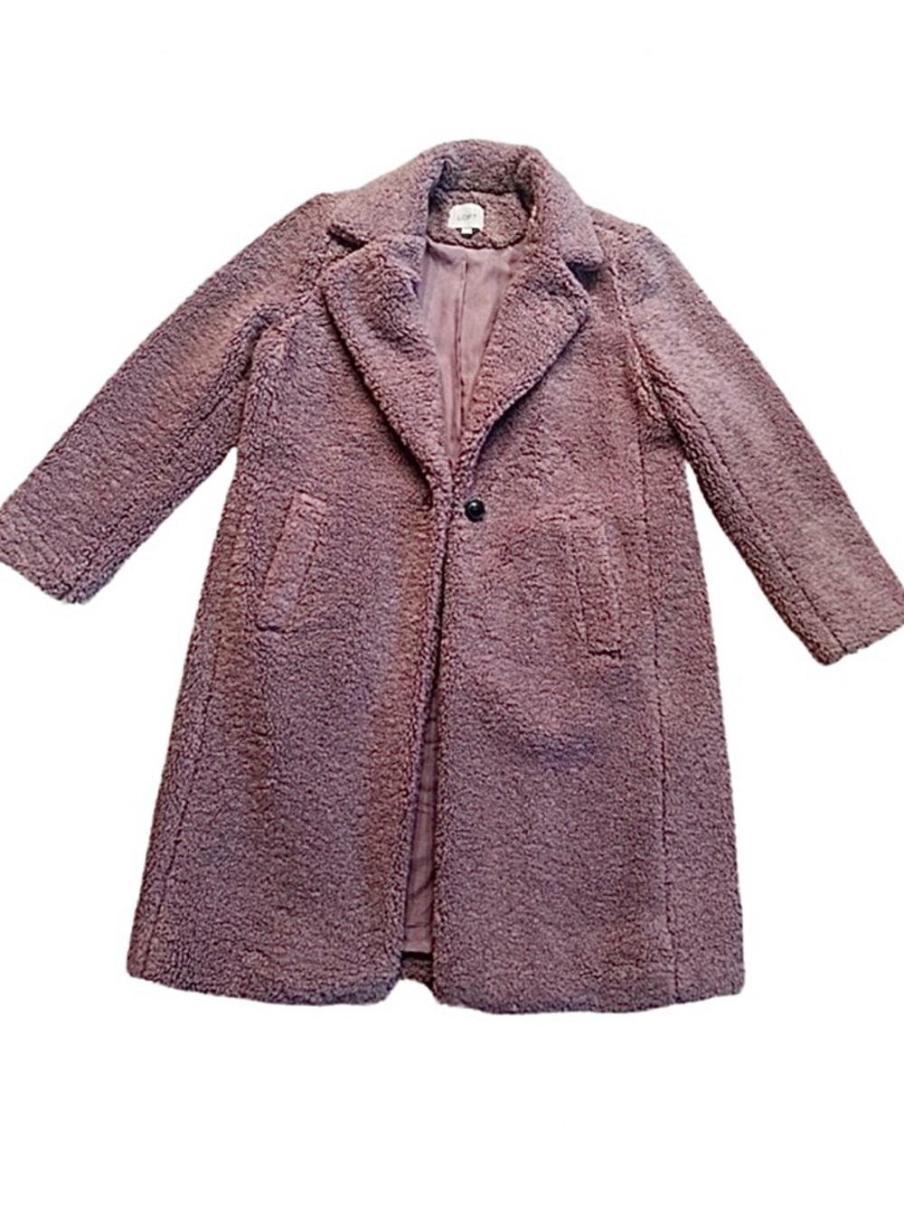 #23 LOFT ~ Plush Sherpa Lavender Long Coat w/Silky-Feel Lining and Pockets